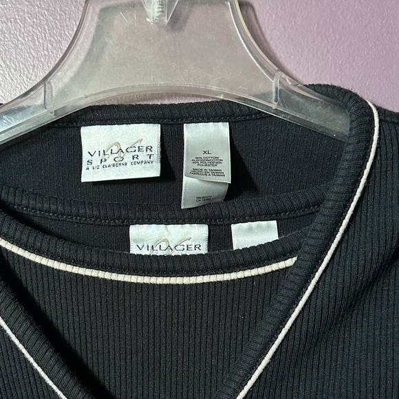 Villager Black Dress and Cardigan with White Piping - Picture 3 of 7
